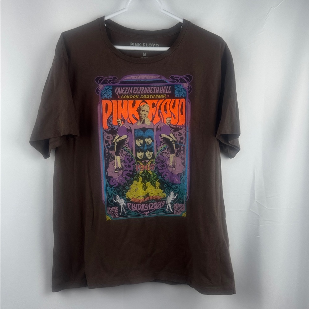Pink Floyd Graphic Tee Brown Vintage-Style T Shirt Retro Concert Size M